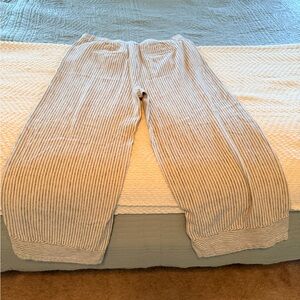 J Jill Neutral Stripe Linen Blend Skirt - Cream & Navy